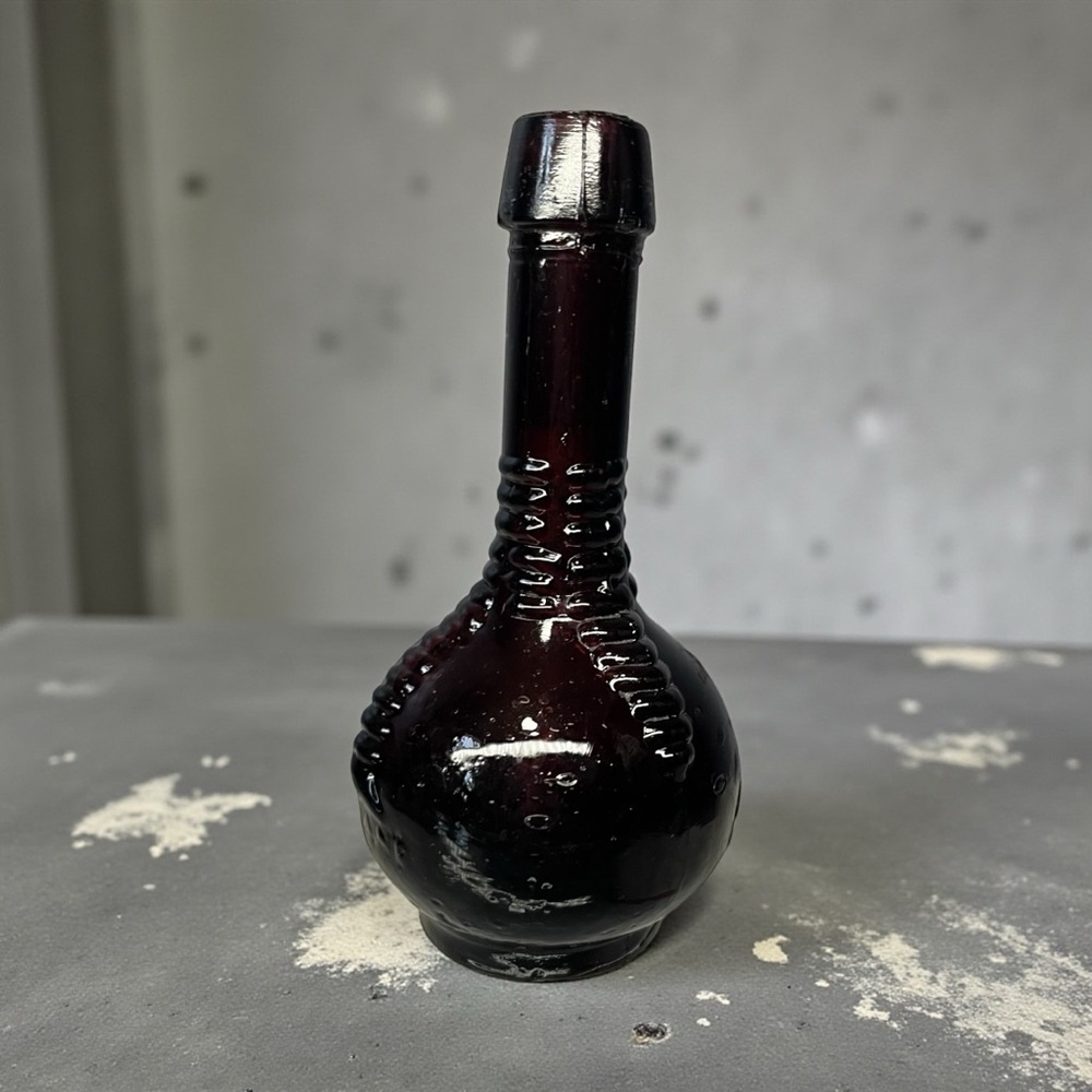 Vintage Purple Miniature Glass Bottle Ball & Claw Bitters 3.25"